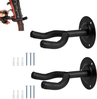 Productafbeelding van Gitaarhangers – Gitaarhaken – Gitaarstandaard om alle soorten gitaren aan op te hangen – Set van 2 met schroeven – Accessoires voor muziekinstrumenten