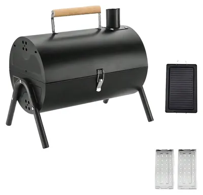 Obrázek produktu pro Přenosný gril na dřevěné uhlí, kompaktní design, rovnoměrné rozložení tepla, černá barva
