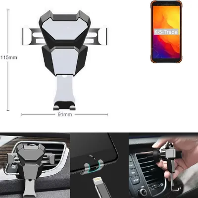 Produktbild von K-S-Trade Lüftungshalterung kompatibel mit Blackview BV4900S kompakte Handy-Halterung Lüftungsschlitz Lüftungsgitter Autohalterung KFZ