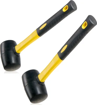 Produktbild von COM-FOUR® 2x Gummihammer mit Fiberglasschaft 560 g - GFK Campinghammer mit rutschhemmendem gummiertem Griff - Schonhammer für Handwerk und Camping - Glasverstärkt