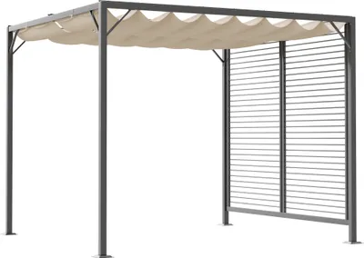 Zdjęcie produktu dla Outsunny altana, pergola z regulowanym dachem z tkaniny, namiot imprezowy, baldachim, poliester, beżowy, 275 x 295 x 238 cm