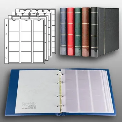 Produktbild von Prophila Collection Münz-Album mit 4 Hüllen für 110 Münzen blau