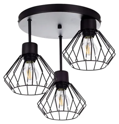 Produktbild von KAR-LIGHTING Deckenleuchte 3-flammig Schwarz, Metall für Esszimmer, Wohnzimmer, Küche – kompakt, E27-Fassung