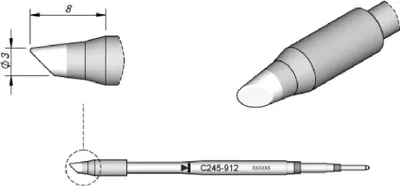 Produktbild von JBC C245912 Lötspitze Rundform abgeschrägt Spitzen-Groesse 3.0 mm Inhalt 1 St.