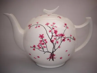 Produktbild von Teetrinker SET CHERRY BLOSSOM, Teekanne, Stövchen und Tasse weiß rosa TeaLogic