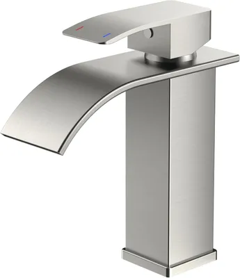 Produktbild von Waschtischarmatur Wasserfall, Mischbatterie, 110 mm, gebürstetes Nickel, für Badezimmer