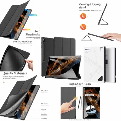 Immagine prodotto di Per Samsung Galaxy Tab S8 Ultra Tablet Custodia Wake UP Smart Nero