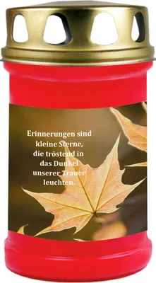 Produktbild von Grabkerze Rot, Brenndauer: 48 Stunden, Motiv: Ahorn