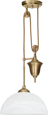 Produktbild von Messing Pendelleuchte klassisch Alabaster höhenverstellbar Goldpatina 75cm O30cm E27 60W Esstisch Küche Wohnzimmer handgefertigt