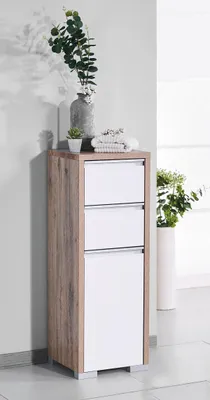 Immagine prodotto di Armadio medio Schildmeyer modello 138176, finitura effetto legno massello/bianco lucido, dimensioni: 34,5 x 33 x 97 cm