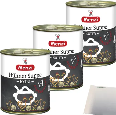 Produktbild von Menzi Hühner Suppe Extra Konzentriert 1:7 6er Pack (6x800ml Dose) + usy Block