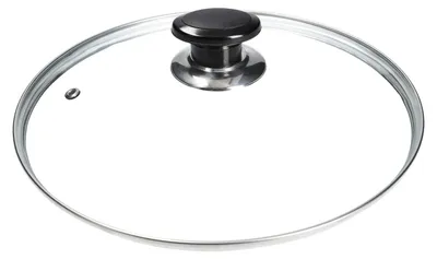 Glasdeckel 20 cm, Edelstahlrand, Dampföffnung, hitzebeständig