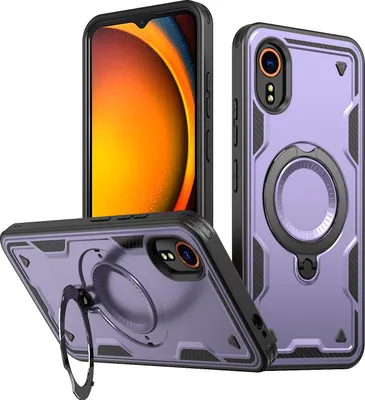 Produktbild von Dual Layer Hülle für Samsung Galaxy XCover7 mit Ring Ständer Magnetisch Stoßfest Handyhülle Lila