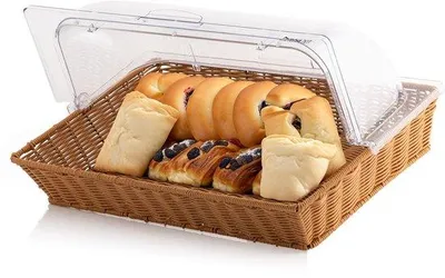 Produktbild von Famanu Brotkorb mit Deckel – 53,5 x 33 x 25 cm, Kunststoff Brotdose mit Sichtfenster