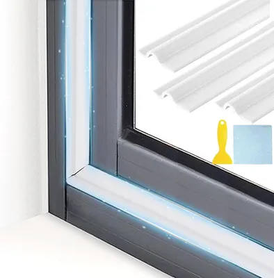 Produktbild von 6 m Türdichtungsstopper mit Schaumstoff und selbstklebendem Türdichtungsstreifen - zuschneidbare Fensterisolierung und Wetterstreifen für die Türseite - schalldichte Türisolierung (weiß)