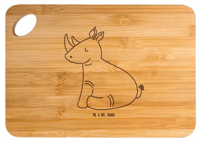 Produktbild von Mr. & Mrs. Panda Holzbrett Einhorn Nashorn - Transparent - Geschenk, Zoo, Frühstücksbrett, Frühstücksbrettchen, schneidbrett, Nashörner, Unicorn, Regenbogen, Lustig