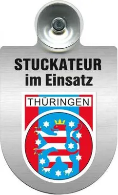 Produktbild von Einsatzschild mit Saugnapf - Stuckateur im Einsatz - incl. Regionenwappen 309747 Color - Region Thüringen