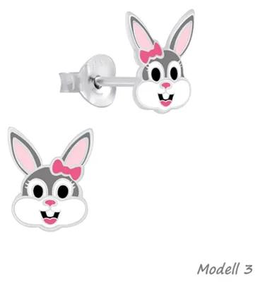 Produktbild von Kinder Ohrringe Silber 925 Ohrstecker Hase Modell 3