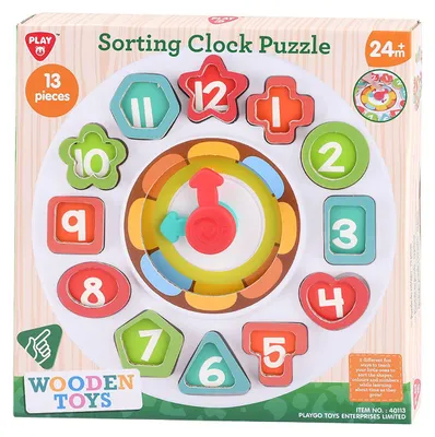 Produktbild von Playgo Sortierformen aus Holz – und Lernuhr – 13-tlg.
