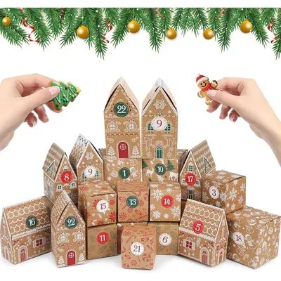 Produktbild von Adventskalender zum Befüllen, 24er Set, Kraftpapier, Braun, 7.5cm
