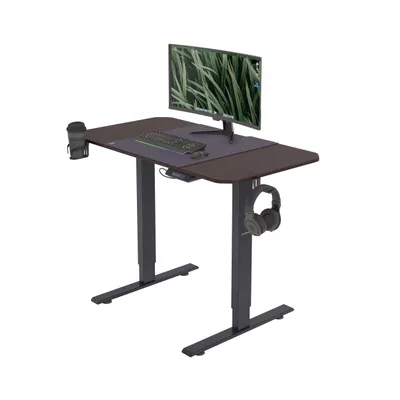 Zdjęcie produktu dla JAN NOWAK Biurko Elektryczne Regulowane Do Pracy Na Stojąco 1100 x 720 x 600 mm | Regulacja Wysokości IQ Reminder Uchwyty Organizer Na Kable Podkladka XL Małe Kompaktowe | EGON, Orzech/Czarne