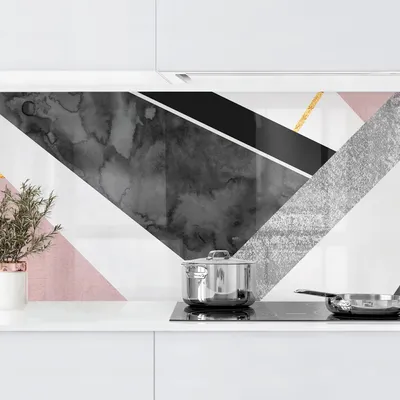 Produktbild von Küchenrückwand Muster selbstklebend - 0.65 mm Wandpaneel wasserfest Geometrisch rosa Aquarell Abstrakt Spritzschutz fugenlos