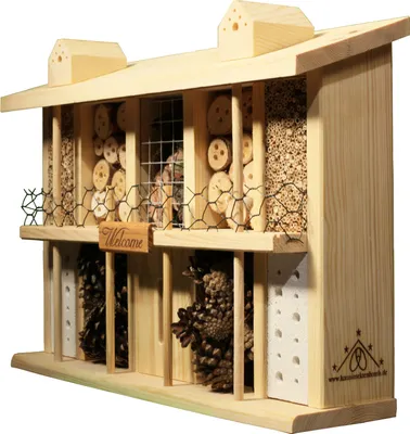Produktbild von Insektenhotel "Landsitz Superior" mit 10 Zimmern für Wildbienen, 47 x 12,5 x 34 cm, Kiefer