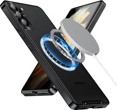 Obrázek produktu pro Kovové pouzdro pro Samsung Galaxy S21 5G matné průsvitné pouzdro s magnetickou cívkou a ochranou kamery černé