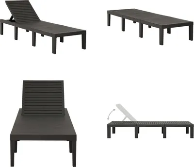 Image de vidaXL Chaise longue plastique Anthracite - Chaise longue de jardin - Chaises longues - Bains de soleil