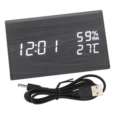 Obrázek produktu pro Dřevěný digitální budík, dřevěné LED hodiny, elektronické LED hodiny, hlasové ovládání budíku, digitální budík, budík