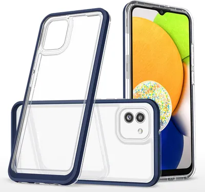 Zdjęcie produktu dla Clear 3in1 etui Samsung Galaxy A03 silikonowy pokrowiec z ramką niebieskie