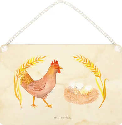 Produktbild von Mr. & Mrs. Panda Schild Huhn Stolz DIN A5 - Vintage - Geschenk, Bauernhof, holzbild, Schwangerschaft, Holzschild, Spruch, Hof, Deko Wandbild, Motivation, Eier, Wandschild