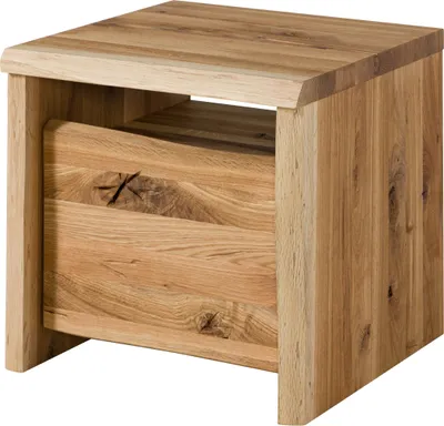 Image de MASSIVMOEBEL24 | Table de nuit en bois de Chêne sauvage 45x45x45 naturel huilé PURE OAK #117