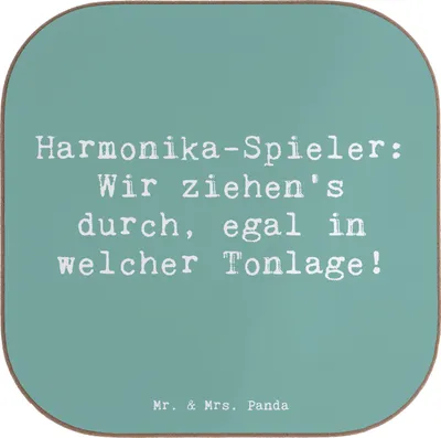 Produktbild von Mr. & Mrs. Panda Untersetzer für Gläser Spruch Harmonika Spieler - Meeresbrise - Geschenk, Musiker, Musik, Tischuntersetzer, Coaster, Handzuginstrument, gläseruntersetzer