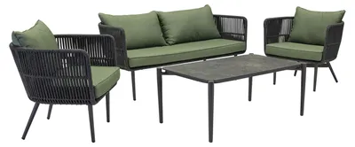 Produktbild von Lounge Set 4tlg. Luna Loungemöbel Sitzgruppe mit Tisch und Sessel Rope Grün