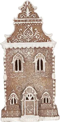 Zdjęcie produktu dla Clayre & Eef Domek z piernika z diodą LED 17x15x35 cm Brązowy Plastik