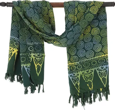 Produktbild von Bali Batik Sarong, Wandbehang, Wickelrock, Sarongkleid, Strand Tuch - Grün/2, Uni, Viskose, 160*100 cm, Sarongs & Tücher
