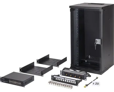 Produktbild von DIGITUS Netzwerk-Set 254 mm (10") - 12HE, 315x300 mm (BxT)sw
