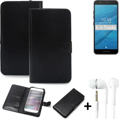Produktbild von K-S-Trade Wallet Case Handyhülle kompatibel mit Fairphone Fairphone 3 Schutzhülle Flip cover Flipstyle Tasche Hülle Flipcover Slim Bumper schwarz +