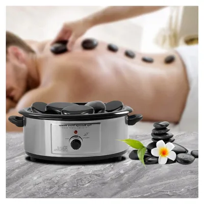 Produktbild von Massage Hot Stone Wärmegerät, 6L Hot-Stone-Wärmegerät Heizgerät mit Schäpfkelle, Massage-Steine Erwärmer Heater 750W
