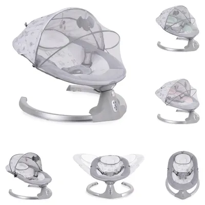 Produktbild von Cangaroo Babywippe Ari Musikfunktion Timer Fernbedienung Moskitonetz Bluetooth grau