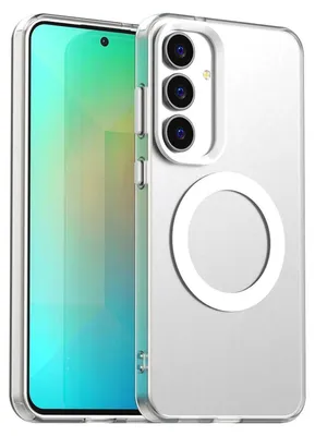 A clear product shot of a phone case with a magnetic ring on the back.
