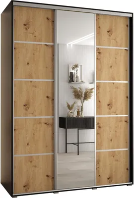 Produktbild von MEBLE KRYSPOL Davos 5 Schrank, drei Türen - 235,2x170x60 cm - Schwarz Artisan Silber