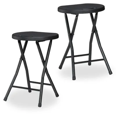 Produktbild von Klappcocktail Klapphocker Faltstuhl Gartenhocker - 2er Set - Klappbar - Mit Tragegriff - 46 x 31 x 30 cm - Schwarz