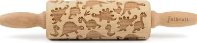 Produktbild von Folkroll Teigrolle Dinosaurier, junior, 23 cm, Nudelholz, Prägerolle, Muster, Motiv, Rolle, Buchenholz, 331675