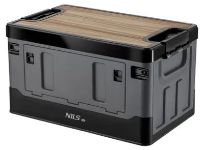 Imagen del producto de Caja plegable NILS Camp NCB4601 2 en 1, con tapa y tabla de madera, de 38 litros