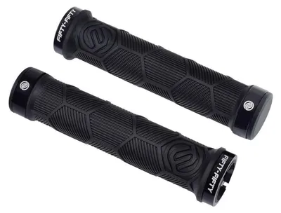 Obrázok produktu pre Riadidlá na bicykel, horský bicykel, protišmykové, gumové, dvojité upevnenie, čierna farba, priemer 22,2 mm