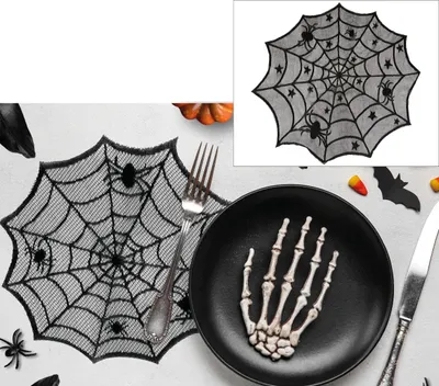 Immagine prodotto di Halloween Ragnatela Decorazione da tavolo Pizzo Mistico Ornamentale 30 cm Nero, Colore: Nero