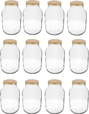 Produktbild von 12x Einmachgläser 2L mit Twist-Off-Deckel – Vorratsgläser für Gurken, Marmelade & Konservierung, Einweckgläser Set
