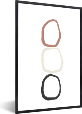 Produktbild von MuchoWow® Gerahmtes Poster Minimalismus - Geometrische Formen - Pastell 40x60 cm - Poster mit Schwarzem Bilderrahmen Wandposter Rahmen Foto Bilder - Papierdruck - Wandbilder